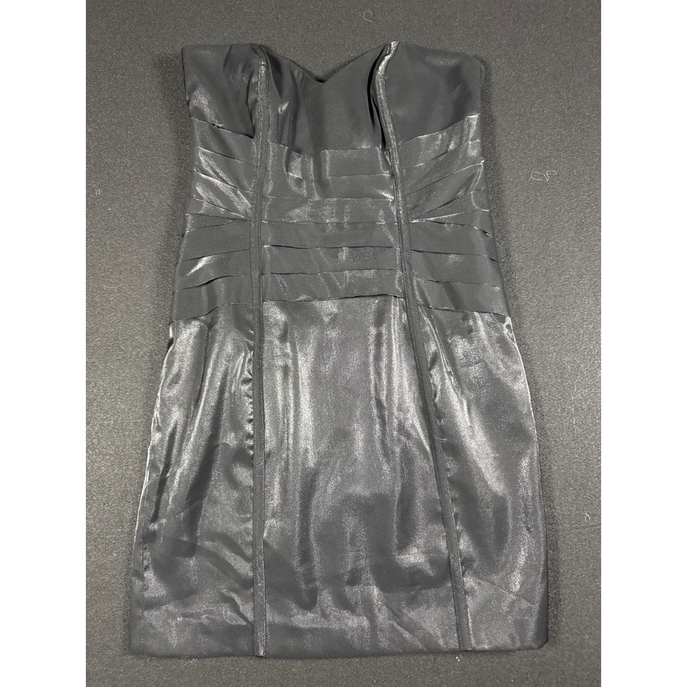 Vintage Arden B Black Strapless Sweetheart Pleated Bandage Mini Dress Small